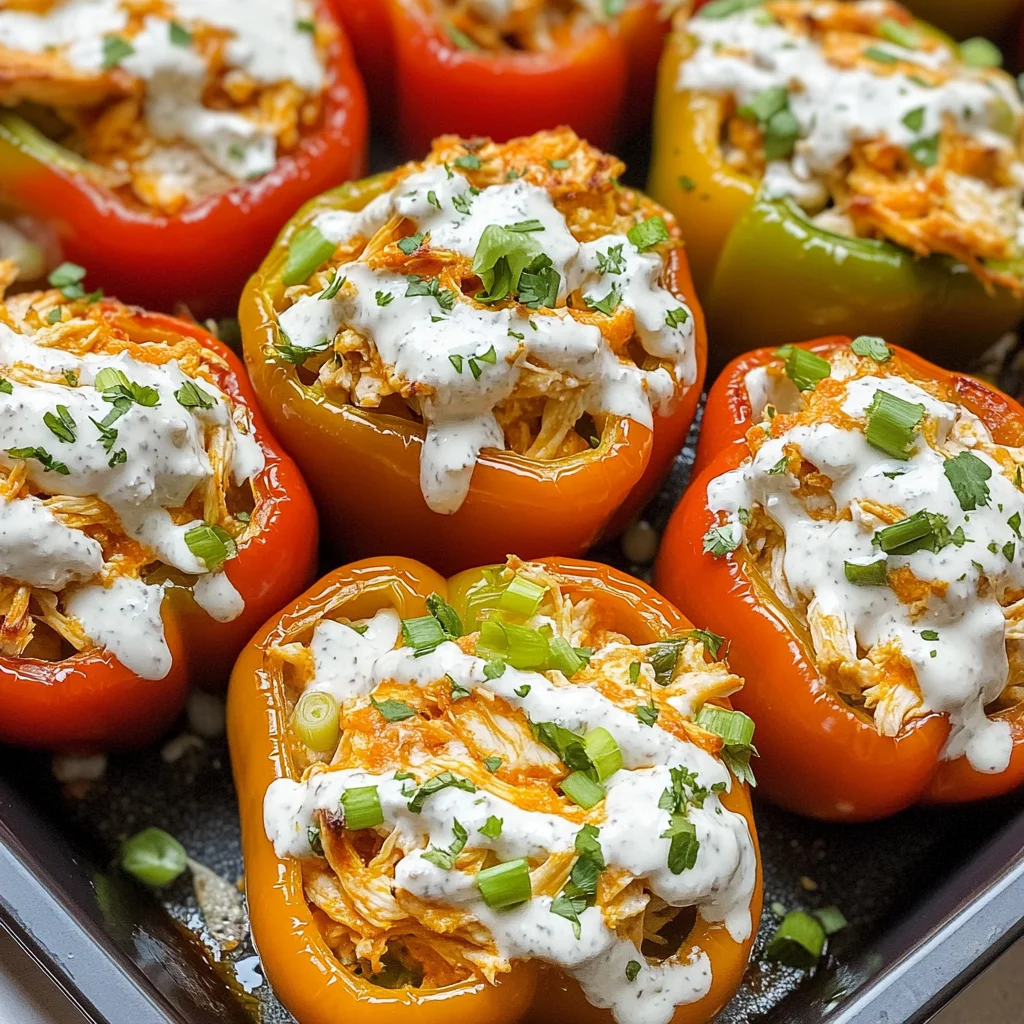 Buffalo Chicken Stuffed Peppers - Dairy Free & Low Carb