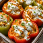 Buffalo Chicken Stuffed Peppers - Dairy Free & Low Carb