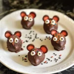 Halloween Dessert - Strawberry and Chocolate fudge mice