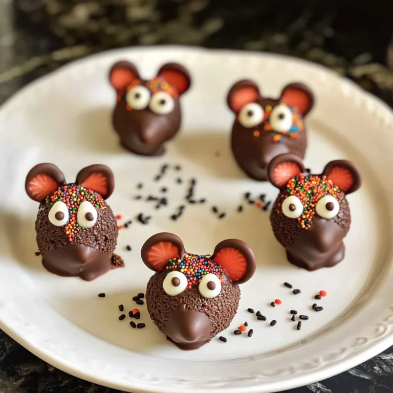 Halloween Dessert - Strawberry and Chocolate fudge mice