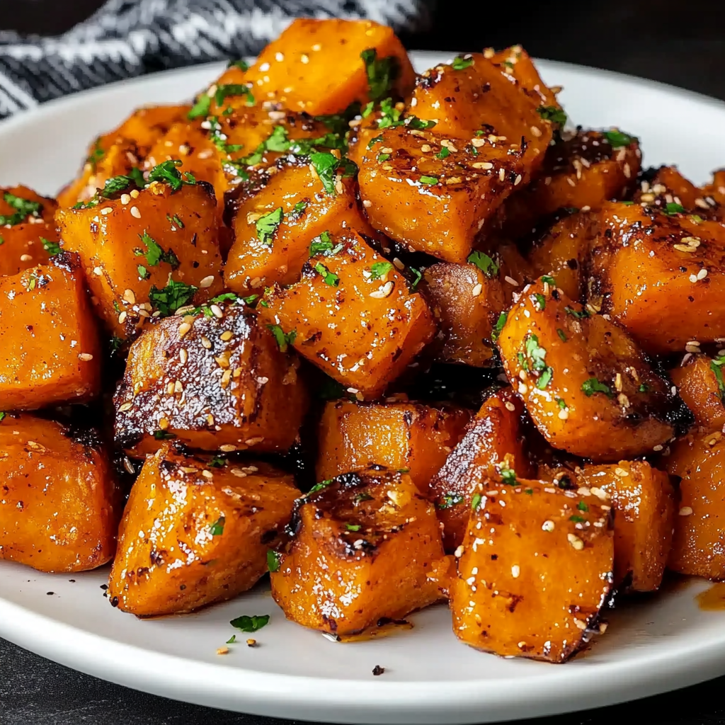 Honey Chili Smashed Sweet Potatoes