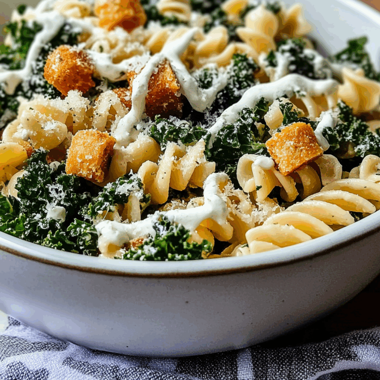 Kale Caesar Pasta Salad