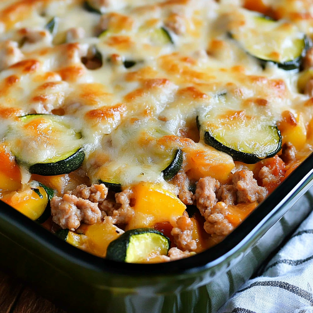 Savory Ground Turkey Zucchini Casserole