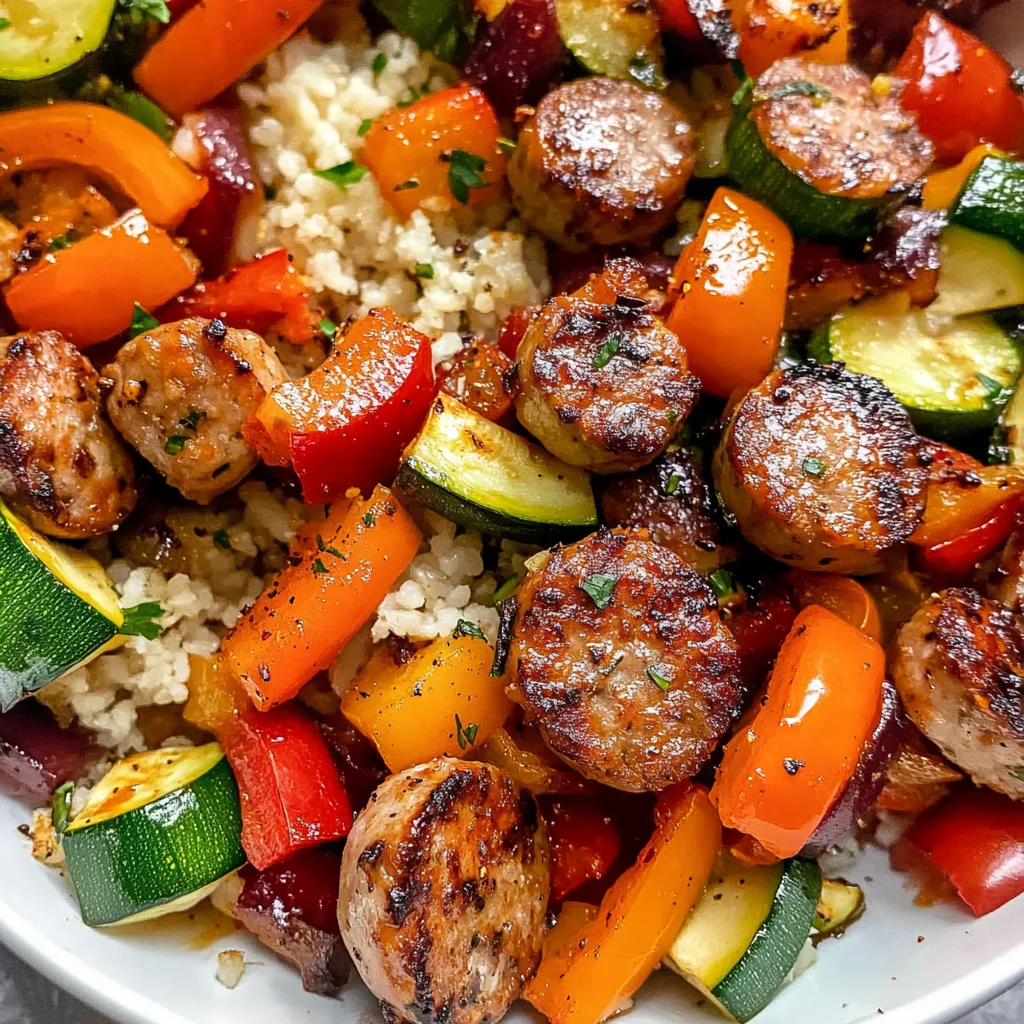 10 Minute Air Fryer Chicken Sausage and Veggies