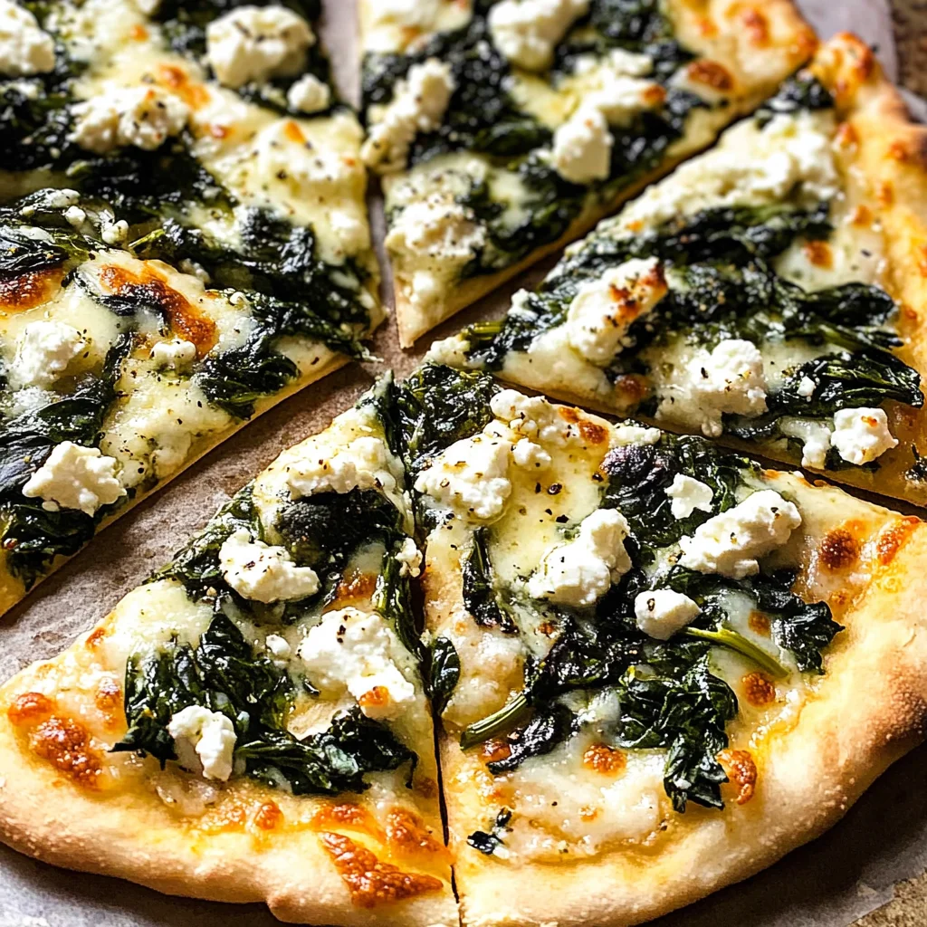 Greek Roasted Garlic Spinach White Pizza