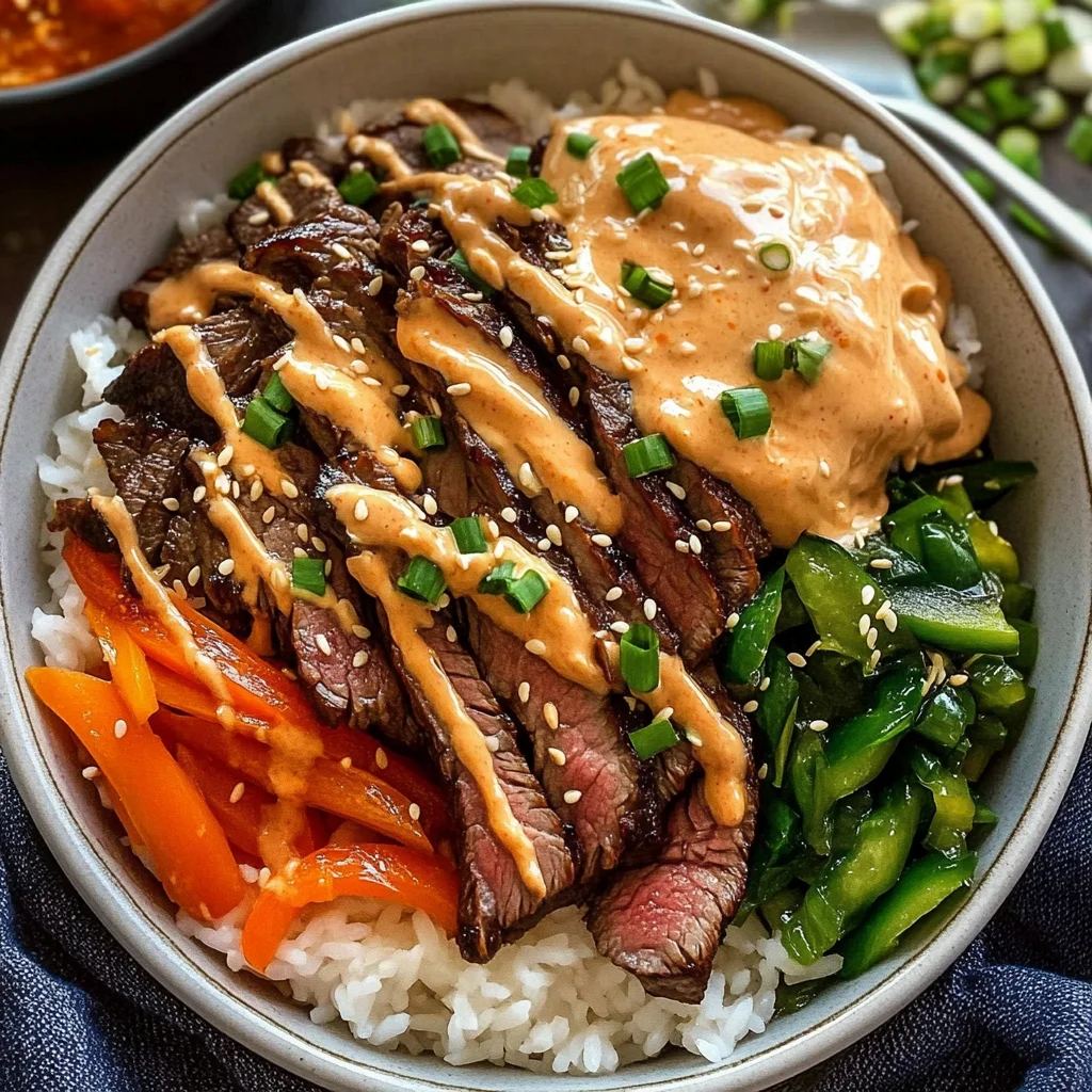 Korean BBQ Steak Rice Bowls with Spicy Cream Sauce: An Incredible Ultimate Recipe