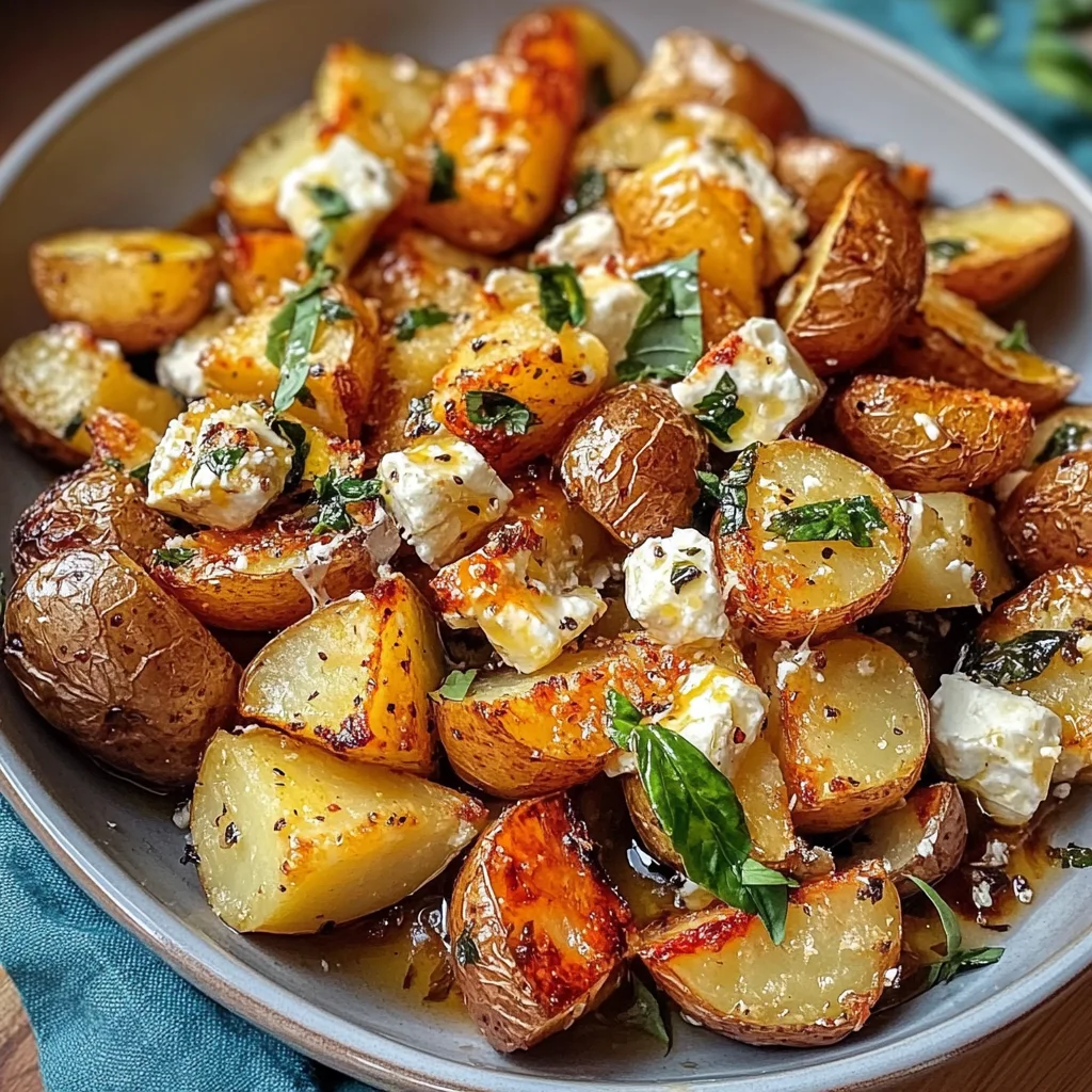 Roasted Potatoes with Baked Feta and Garlic