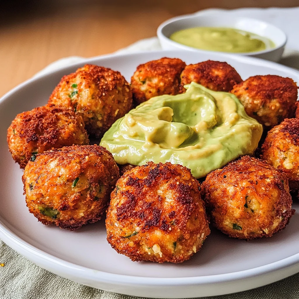 Salmon Balls with Creamy Avocado Sauce