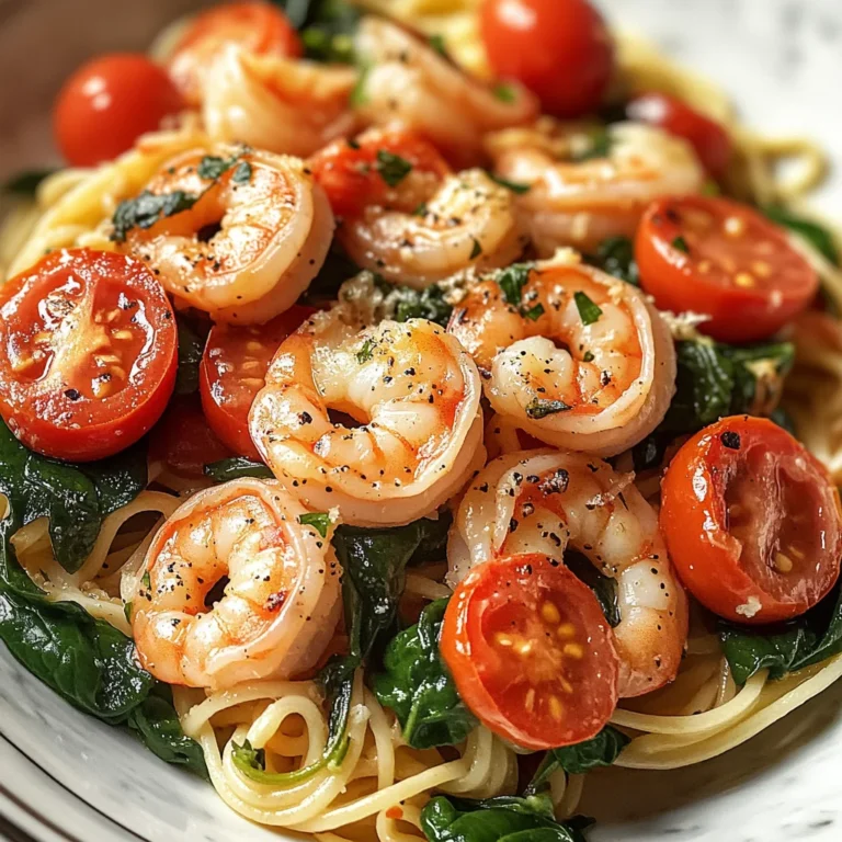 Tomato Spinach Shrimp Pasta