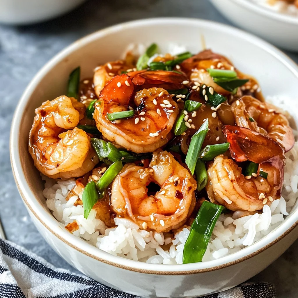 20 Minute Honey Garlic Shrimp & Rice Bowl