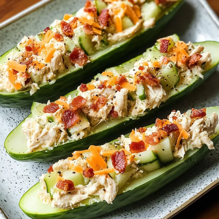 Bacon Ranch Chicken Salad Cucumber Boats