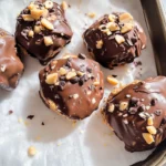 Frozen Greek Yogurt Peanut Butter Bites with Chocolate Chips