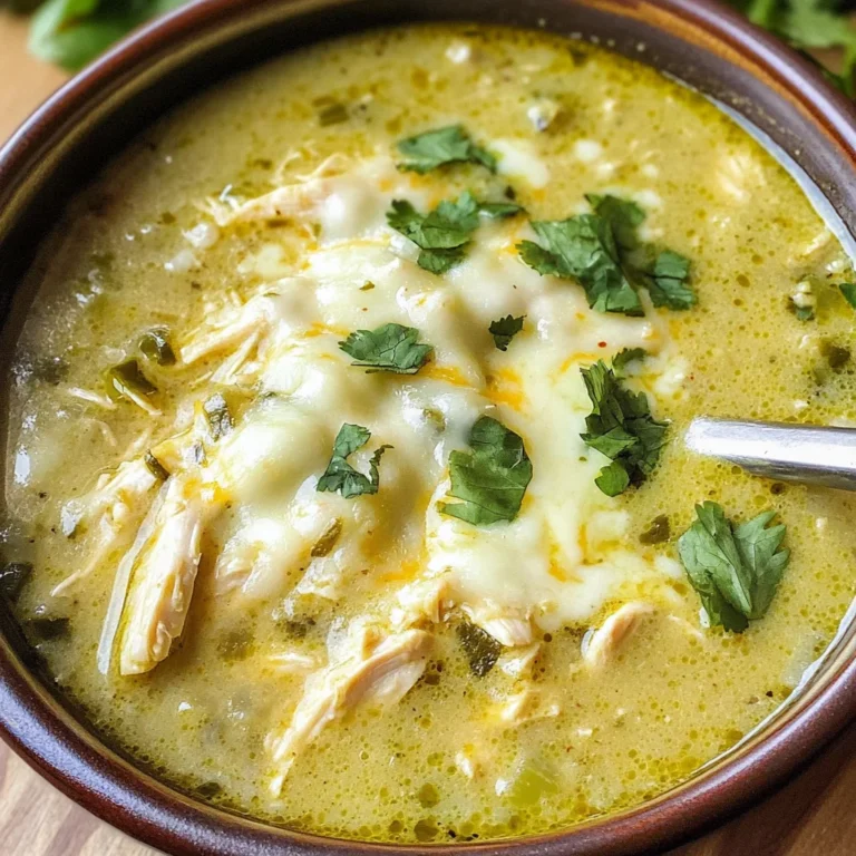 Green Chicken Enchilada Soup - Creamy and Cheesy!