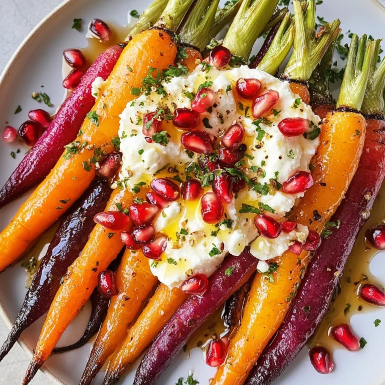 Honey Roasted Rainbow Carrots with Burrata and Pomegranate