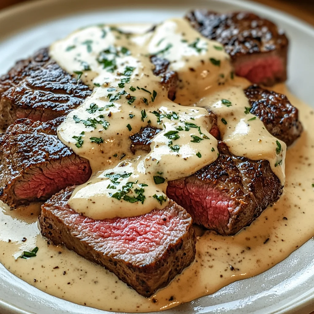 Juicy Steak with Creamy Garlic Sauce