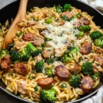 One-Pan Chicken Sausage Broccoli Orzo