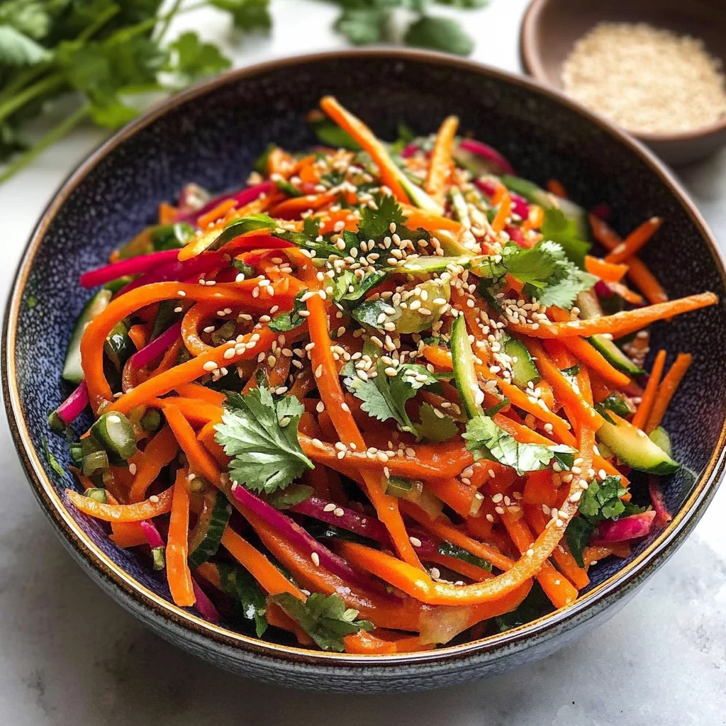 Shaved Rainbow Carrot Sesame Salad