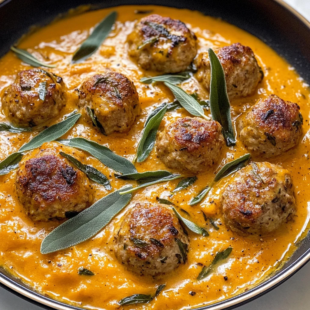 Turkey Meatballs in Pumpkin Sage Sauce