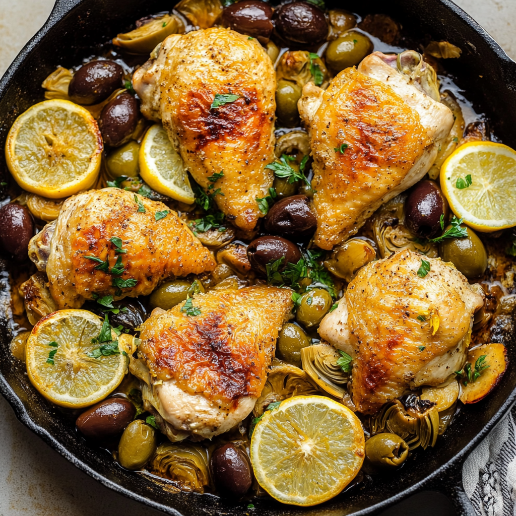 Mediterranean Lemon Chicken with Artichokes & Olives