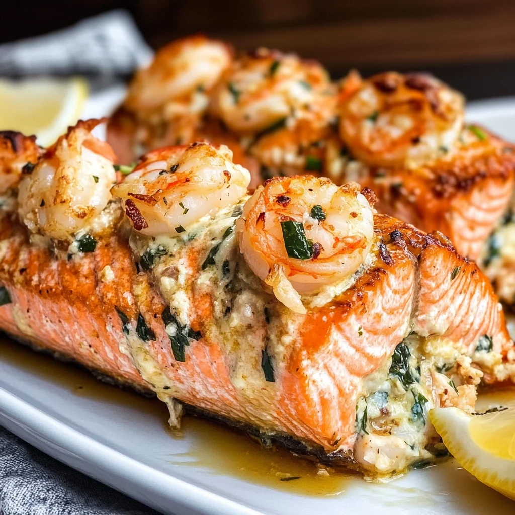 Crab and Shrimp Stuffed Salmon