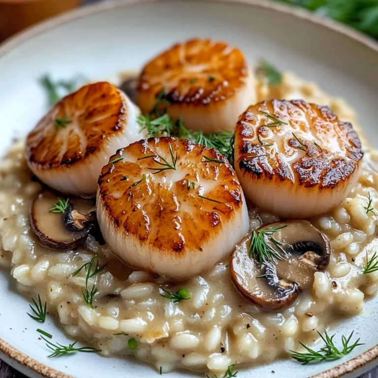 Easy Seared Scallops with Mushroom Risotto