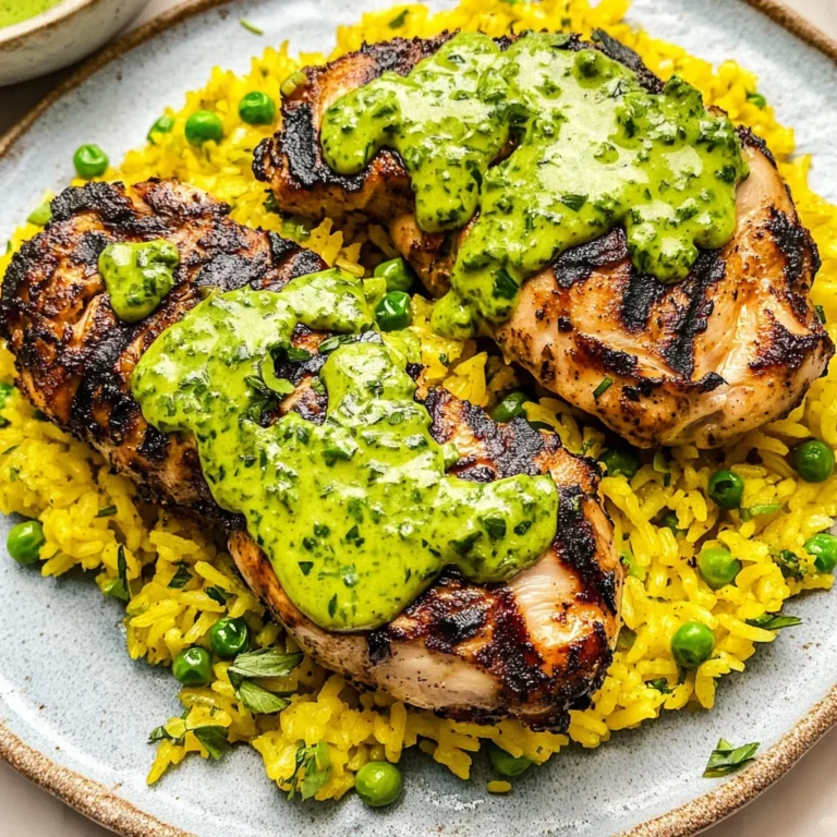 Peruvian Chicken and Rice with Green Sauce