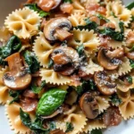 Farfalle Pasta with Spinach, Mushrooms, and Caramelized Onions