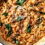 Hearty Ground Beef Orzo with Tomato Cream Sauce
