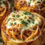 Spaghetti Garlic Bread Bowls