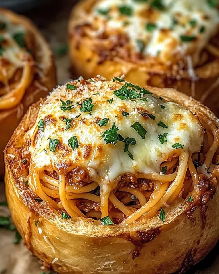 Spaghetti Garlic Bread Bowls