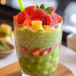 Strawberry Matcha Sago
