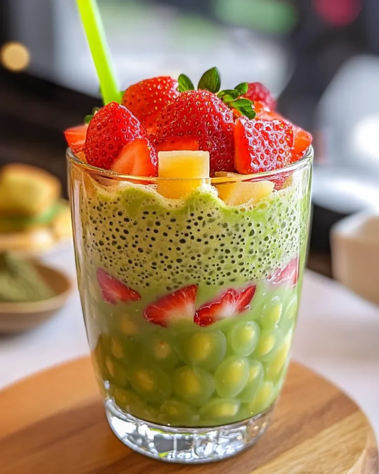 Strawberry Matcha Sago
