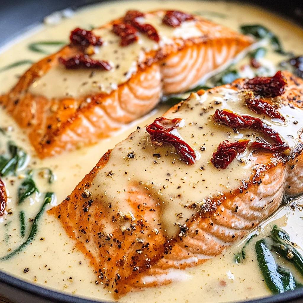Tuscan Salmon with Parmesan Cream Sauce