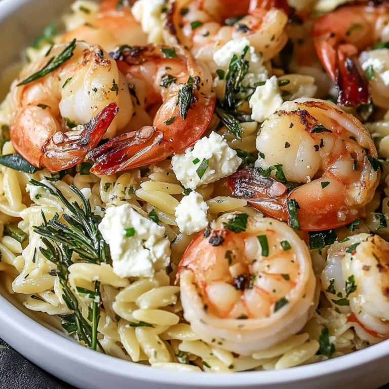 Lemon Feta Orzo Shrimp