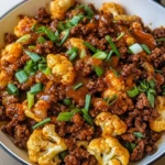 Crispy Chili Ground Beef and Cauliflower Skillet