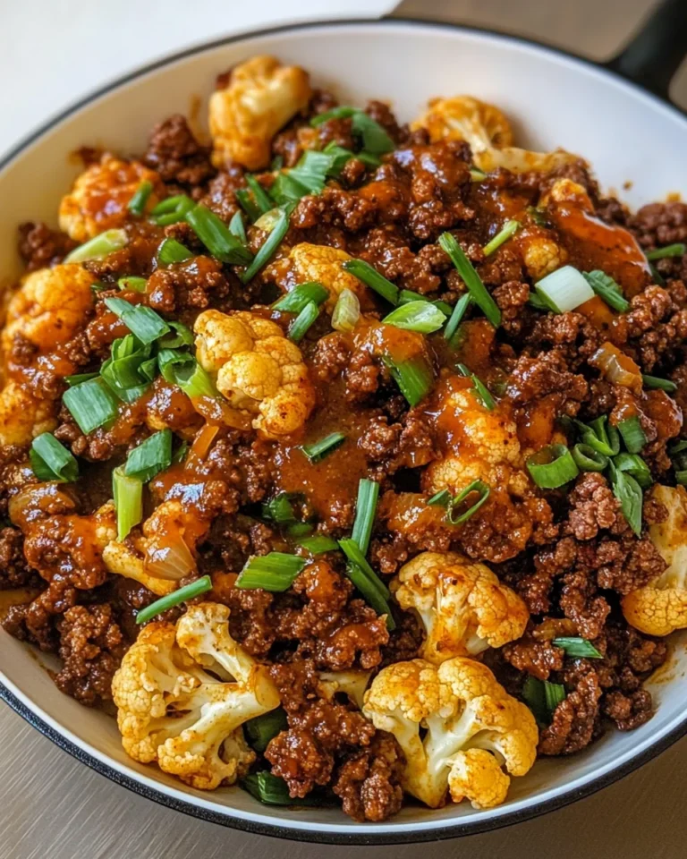 Crispy Chili Ground Beef and Cauliflower Skillet