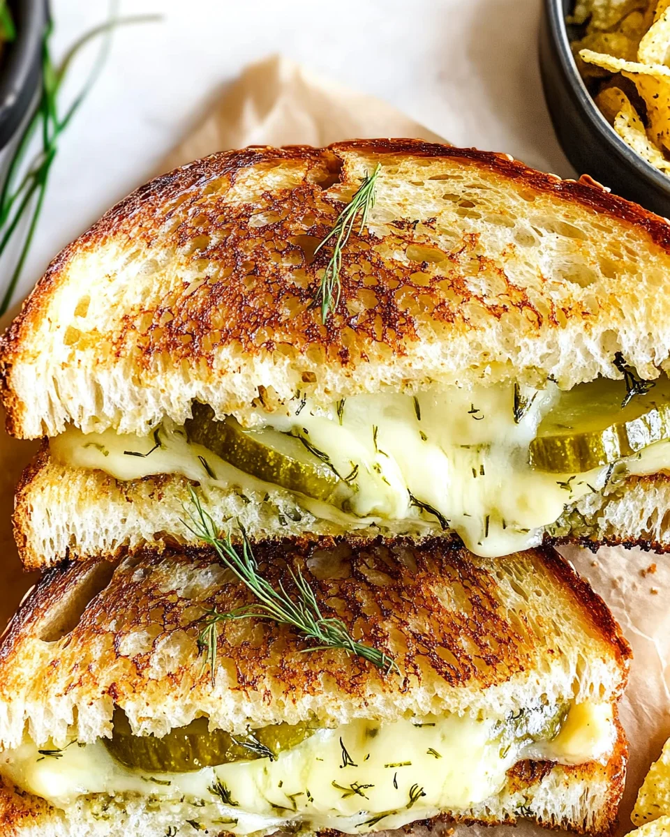 Crispy Dill Pickle Grilled Cheese Sandwich