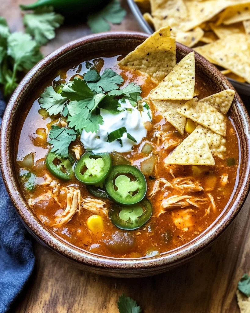 Crockpot Spicy Chicken Tortilla Soup