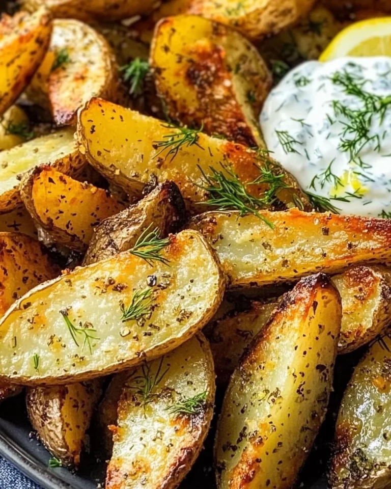 Greek Potato Wedges with Yogurt Sauce