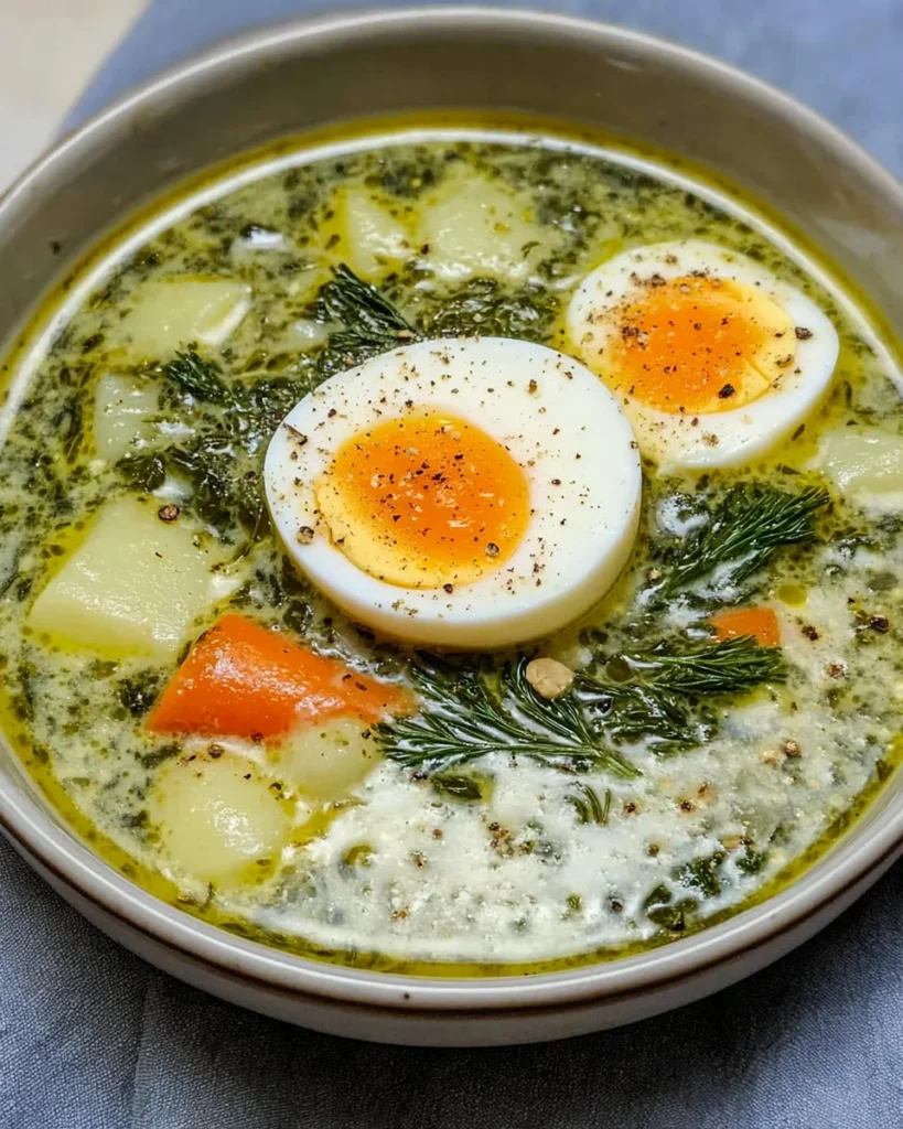 Green Borscht (Ukrainian sorrel/spinach soup)