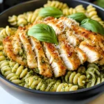 Pesto Pasta with Crispy Parmesan Chicken