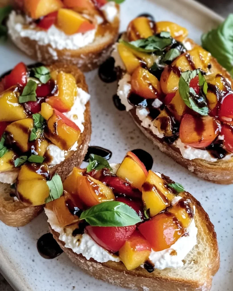 Quick Peach Bruschetta with Whipped Ricotta