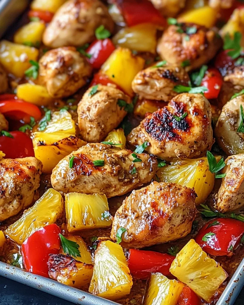 Sheet Pan Hawaiian Chicken with Pineapple and Peppers