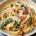 Spicy Spinach and Sun Dried Tomato Pasta