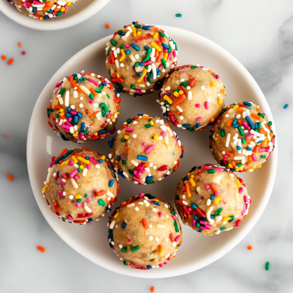 Applesauce Birthday Cake Protein Balls