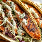 Air Fryer Salmon Tacos with Slaw