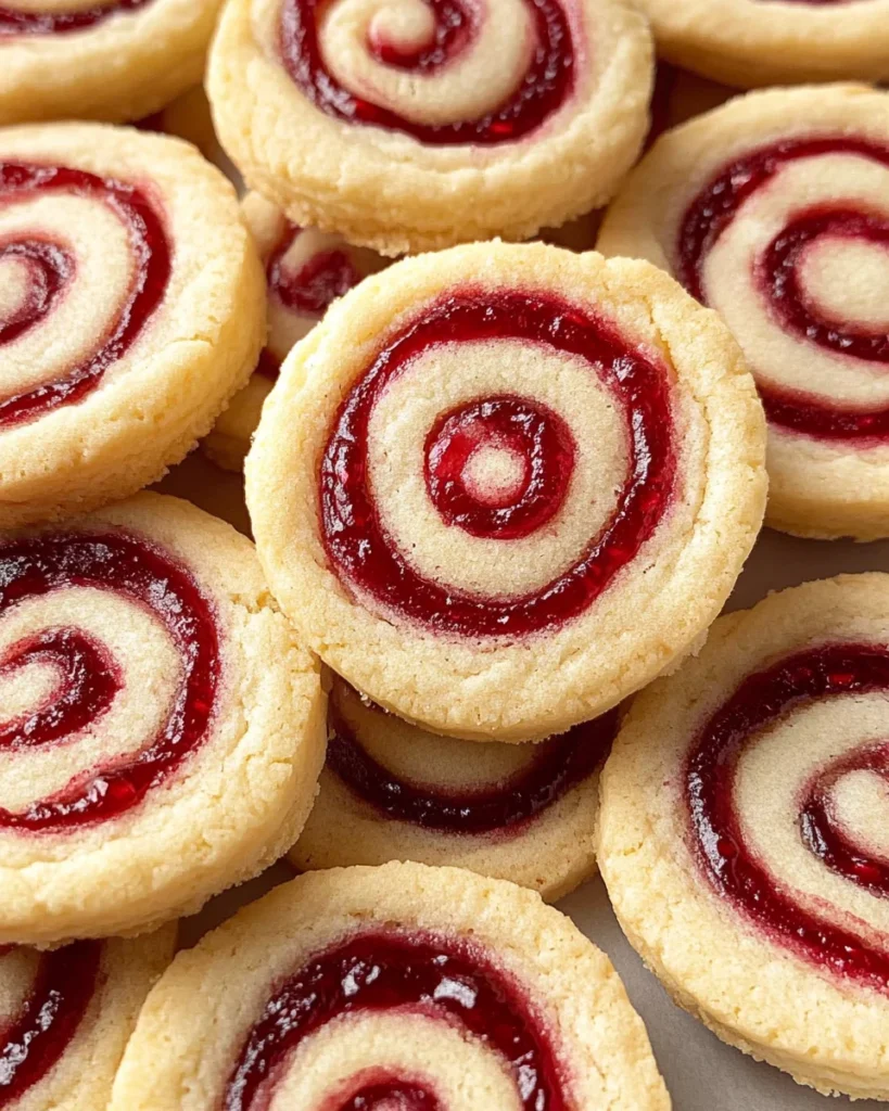Buttery Raspberry Swirl Shortbread Cookies