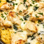 Chicken and Spinach Spaghetti Squash Alfredo