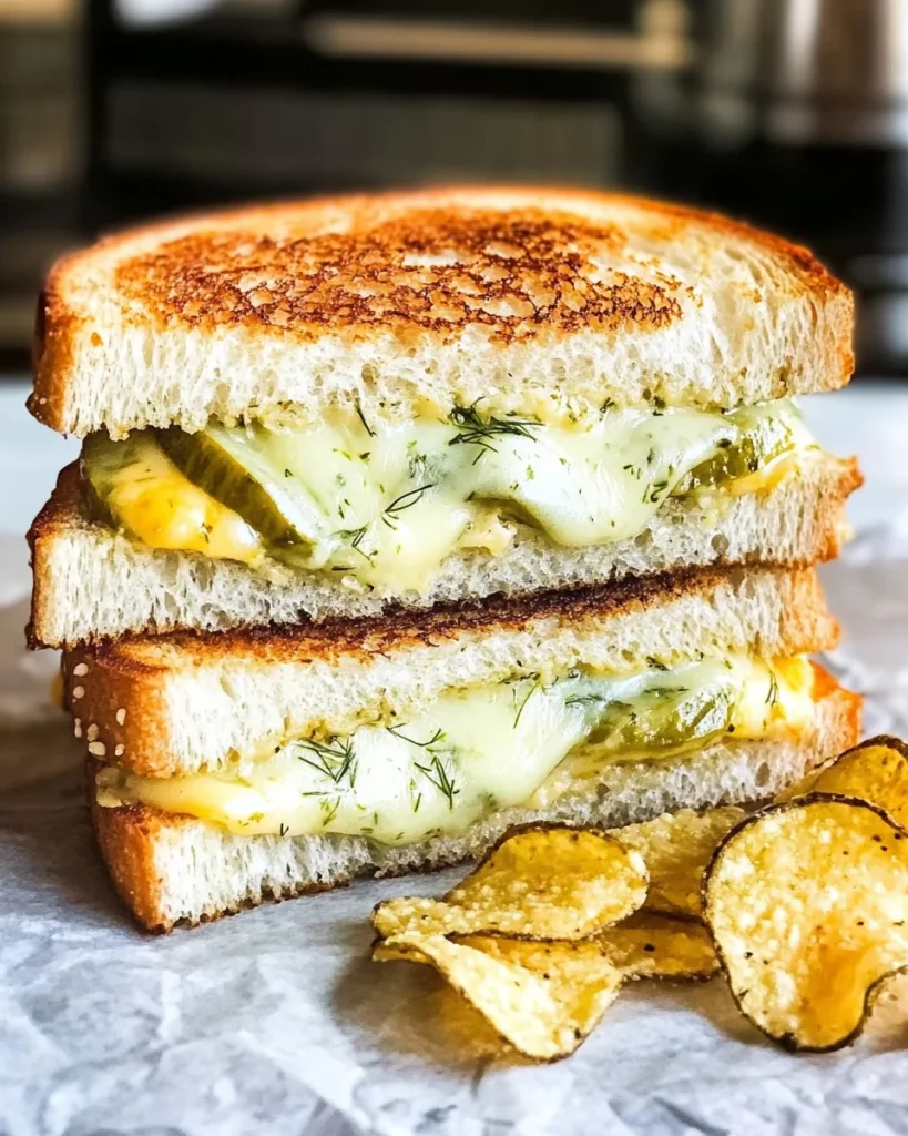 Crispy Dill Pickle Grilled Cheese Sandwich - theamazingfood