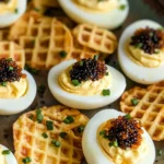 Deviled Eggs with Caviar and Potato Chips